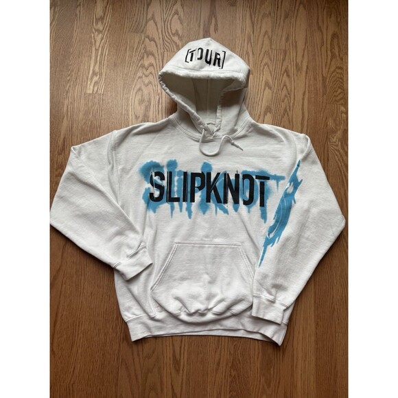 Slipknot Hoodie Sweatshirt Men’s Size Medium 2021‎ Tour White Blue - Picture 1 of 5